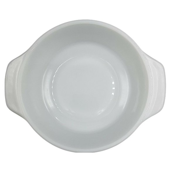 Vintage White Milk Glass Round Baker One Quart Small Casserole Side Dish #436 - Picture 3 of 10